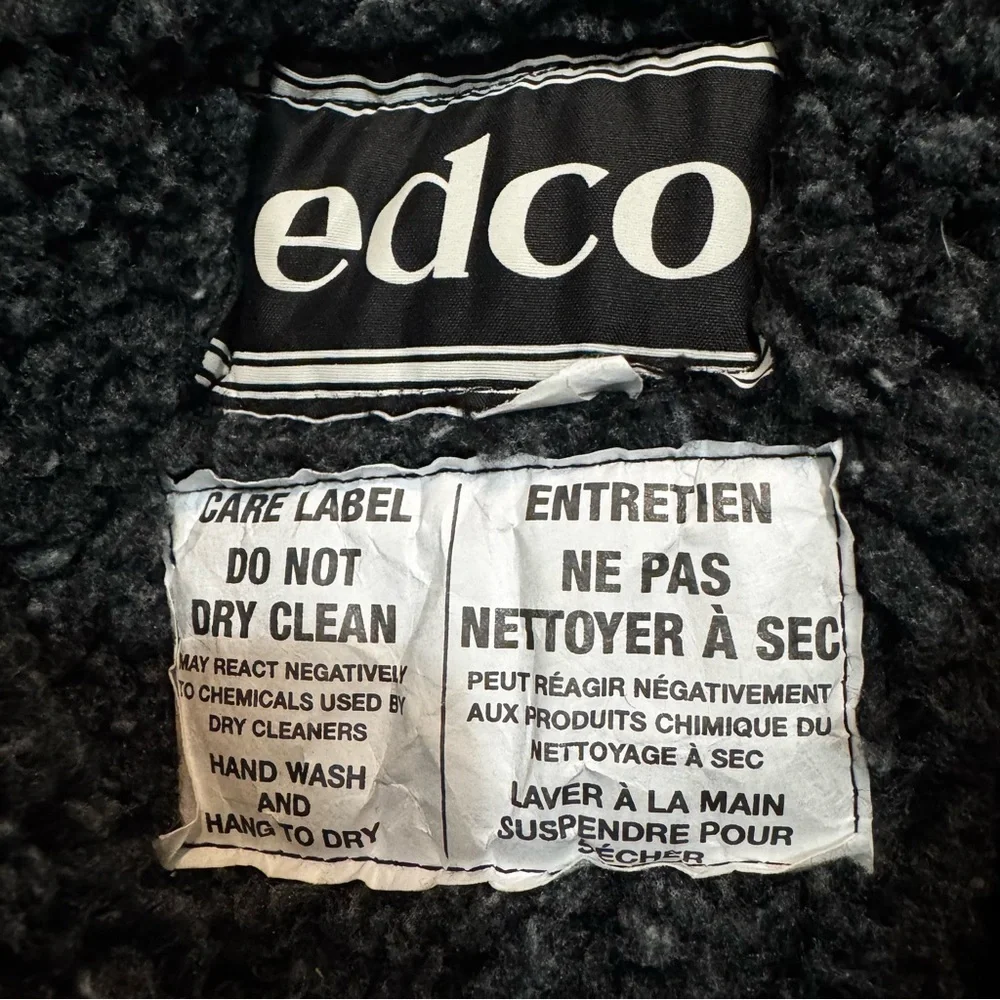 Vtg EDCO Men’s Snowmobile Jacket Black White & Black Sherpa Lined Size Unknown